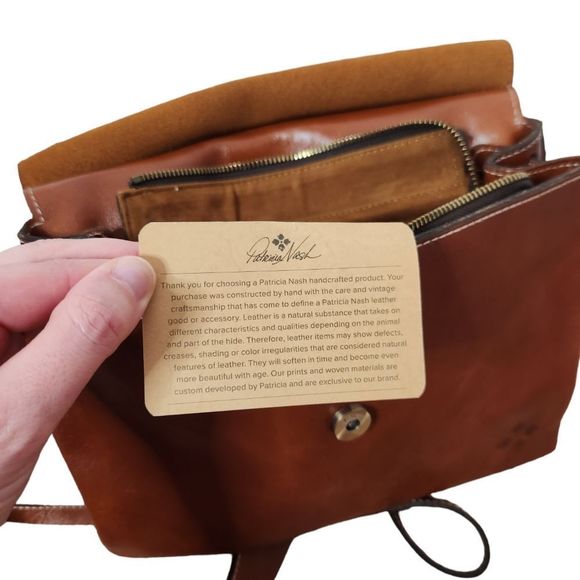 PATRICIA Nash Mollia Brown & White Leather Tassel Satchel Shoulder Handbag - Picture 7 of 11